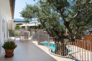a patio with a tree and a swimming pool at Villa Jodie in Sóller