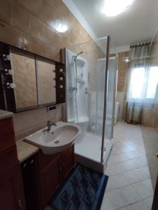 a bathroom with a shower and a sink at Casa Delle Gemme in Valenza