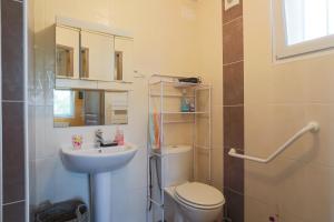 a small bathroom with a toilet and a sink at Gîte Proche Mer 800 m in Plouézec +12 photos