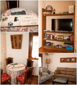 two pictures of a living room and a bedroom at Casa Mariano in Turégano