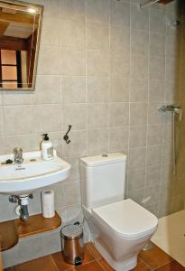 a bathroom with a toilet and a sink at Casa Mariano in Turégano +24 photos