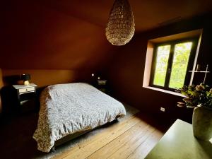 a bedroom with a bed and a window at La Buissonnière in Erckartswiller