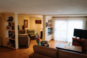 a living room with a couch and a television at Ca Margarita in Benegida