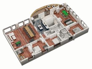 a rendering of a floor plan at Cityscape Loft Hannover - 216qm 15 Personen in Hannover