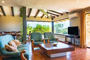 ein Wohnzimmer mit Sofa, Stühlen und einem Tisch in der Unterkunft Amaltea in Candeleda