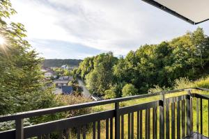 a view from the balcony of a house at Egge Resort 7a mit Whirpool u Sauna in Altenbeken