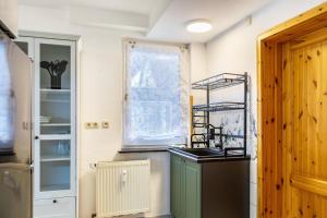a kitchen with a sink and a window at Ferienwohnung Bernoth in Erfurt