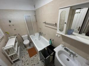 a bathroom with a sink and a toilet and a tub at Harmonija26 in Karlovac +16 photos