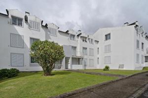 a row of white buildings with a tree in the yard at São Roque Apartment in São Roque