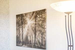 a picture hanging on a wall next to a lamp at Ferienwohnung, 55qm in Herscheid +33 photos