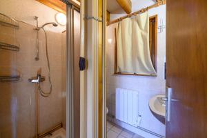 a bathroom with a shower and a sink at Les Chalets Du Pres D'amont in Vagney