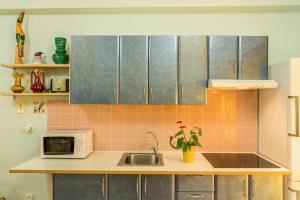 a kitchen with a sink and a microwave at Flamingo Rosa in Arinaga
