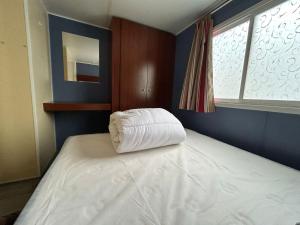 a bedroom with a bed with a white pillow on it at Salamandre in Sainte-Croix-de-Verdon +31 photos