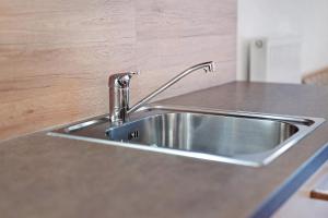 a kitchen sink with a faucet on a counter at Heiserhof App Holunder in Racines