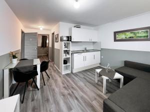 a living room with a couch and a table at Apartment 5 in Rielasingen-Worblingen