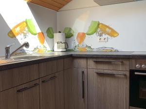 a kitchen with a sink and a counter top at Ferienwohnung Käppeler in Salem