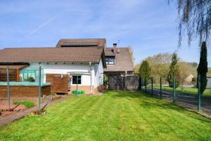 a house with a grass yard in front of it at Eifelferienhaus Thome Lissendorf in Lissendorf