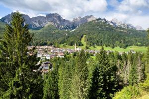 a town in a valley with mountains in the background at Appartamento Padola 72 in Padola