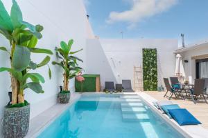 a swimming pool with plants next to a house at Casa Catral Alfalfar 12 in Catral