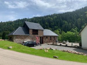 a house with a car parked in front of it at Fewo Moonshine 79 in St. Blasien