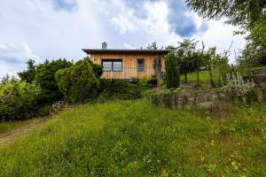 a house on top of a grassy hill at Teufelsmauer-Blick in Thale