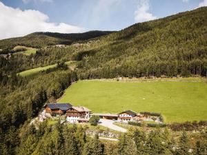 an aerial view of a house in a green field at Rieplechn App in Sand in Taufers
