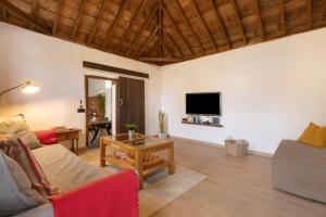 a living room with a couch and a tv at Casa Canaria Finca Real in Las Lagunas