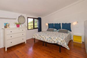 a bedroom with a bed with a dresser and a mirror at Il Nazareno - Il Gheppio in Cecina