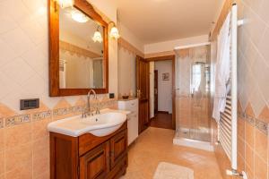 a bathroom with a sink and a shower at Il colle dei Frati in Sinalunga