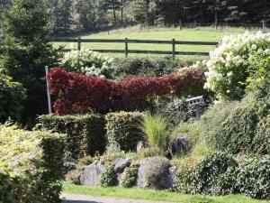 a garden with colorful flowers and a fence at Ferienwohnungen Familie Schauerte in Schmallenberg