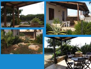 a collage of photos of a garden with a table and chairs at Isola Di Favignana in Favignana