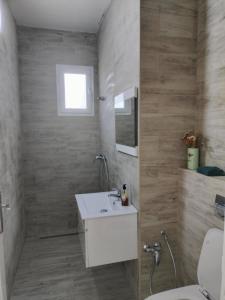 a bathroom with a sink and a toilet at Quiet house with garden in Sakiet ez Zit