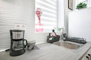 a kitchen counter with a blender and a sink at Loft El Ramonal in Candelaria +18 photos