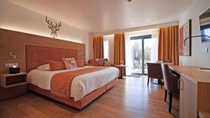 a hotel room with a bed and a desk and a kitchen at Hotel Le Charme de la Semois in Alle +55 photos