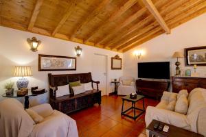 a living room with couches and a flat screen tv at Villa Oliva Al iii in Moncarapacho