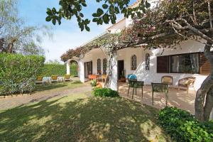 a patio of a house with chairs and a tree at Casa da Oliveira in Loulé