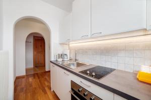 a kitchen with a sink and a counter top at Ferienwohnungen Zwick Spinei in Malles Venosta