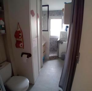 a small bathroom with a toilet and a sink at Studio Au Pieds Pistes Ski Collet in Allevard