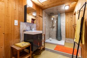 a bathroom with a sink and a shower at La Cabane d'Ana in Bordeaux +19 photos