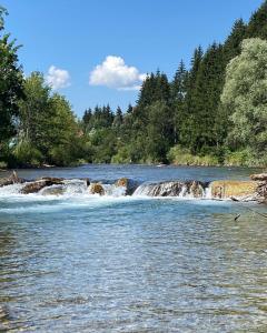a river with waterfalls and trees in the background at Studio Pepper in Stall +6 photos