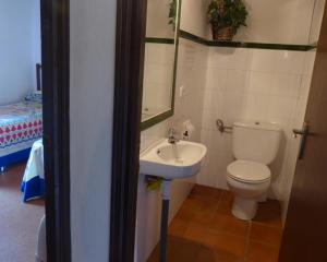 a bathroom with a toilet and a sink at Los Cascos in Fuenteheridos +10 photos