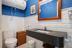 a bathroom with a toilet and a sink at Apartamento 4 Casa Las Indianas in Selores +14 photos