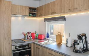 eine Küche mit Spüle und Arbeitsplatte in der Unterkunft Tiny House Lohse in Wemding + 9 Fotos