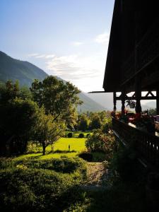 a view of a field with a mountain in the background at Haus Sunnleitn Vogelsang in Bayrischzell