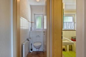 a small bathroom with a toilet and a sink at Unterfalkenhof in Schramberg +53 photos