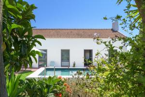 a villa with a swimming pool in a garden at Espaço Fataca - Sw Alentejano in São Teotónio