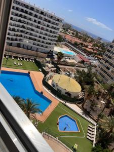 an aerial view of a hotel and a swimming pool at Loft Molinos Atalaya in San Bartolomé
