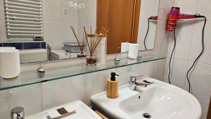 a bathroom with a sink and a mirror at Apartment Laguna 70 in Izola +18 photos