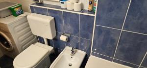 a small bathroom with a toilet and a sink at Apartment Laguna 70 in Izola