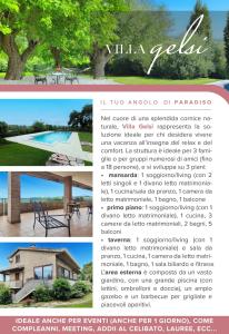 a flyer for a villa rental with a picture of a house at Villa Gelsi a Pesaro in Pesaro